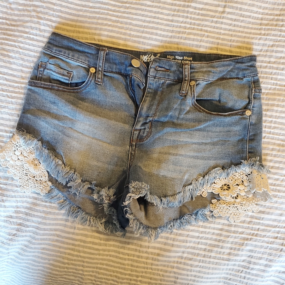 Mossimo denim cut-off shorts with lace detail